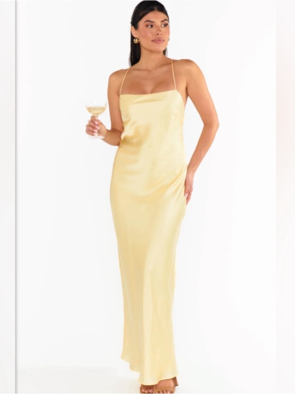 Show Me Your MuMu Dani Slip Dress in Pale Yellow Luxe Satin